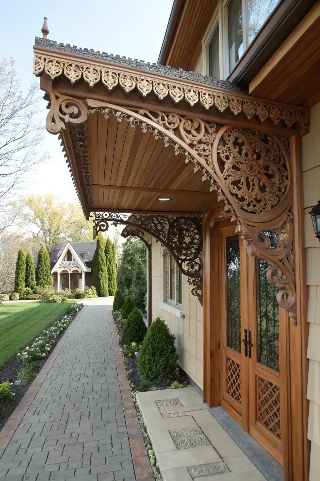 Ornamental mounts add elegance to a shelter.