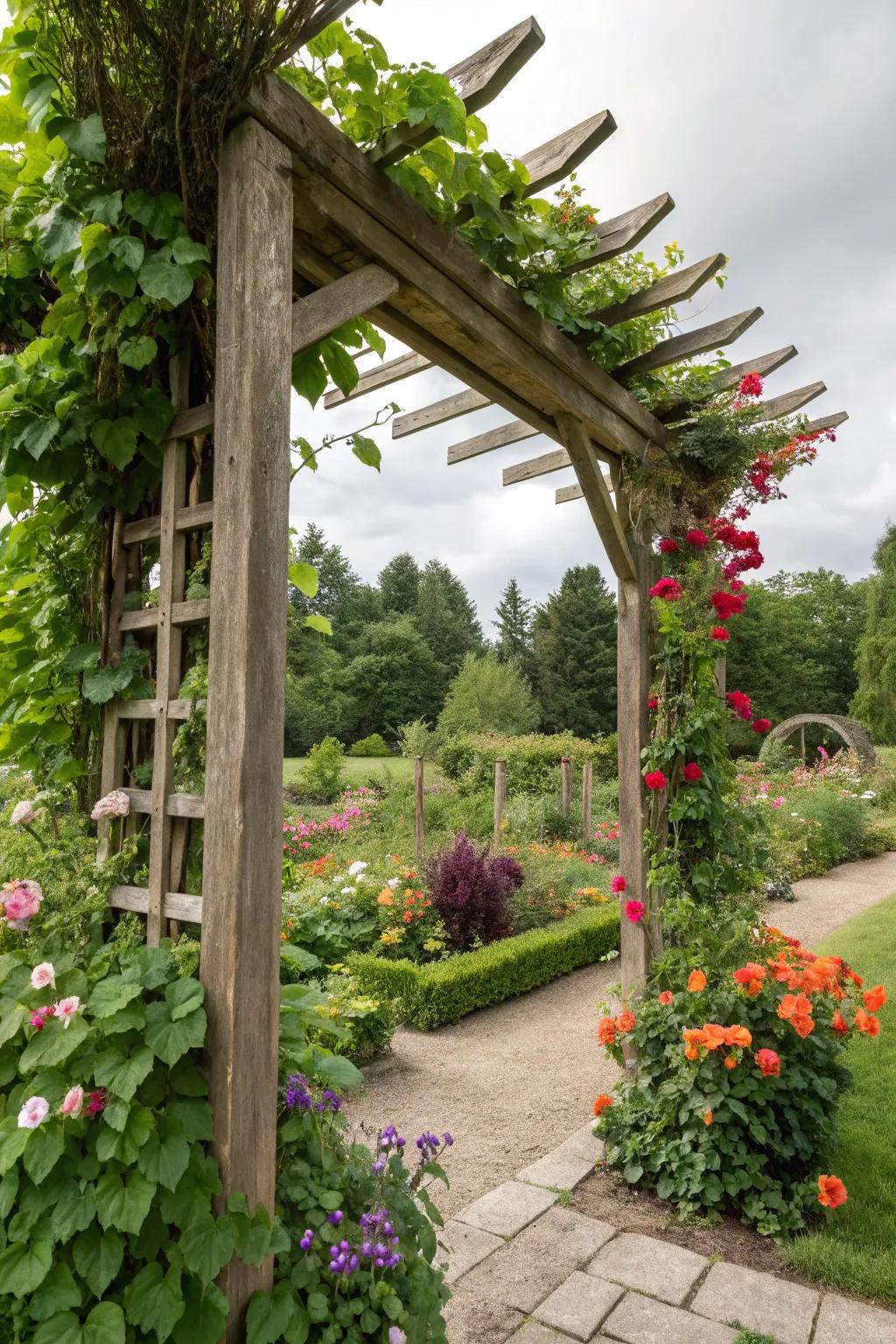 Let your garden climb using elegant timber trellises.