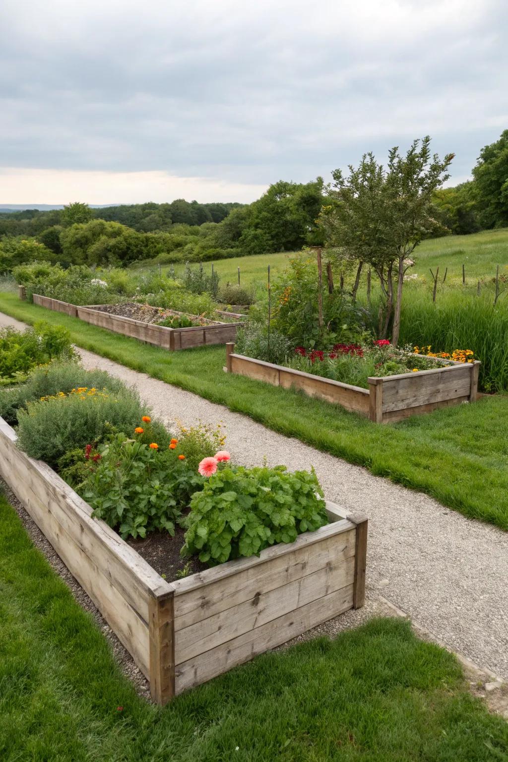 Merge your garden beds with the surrounding natural elements.