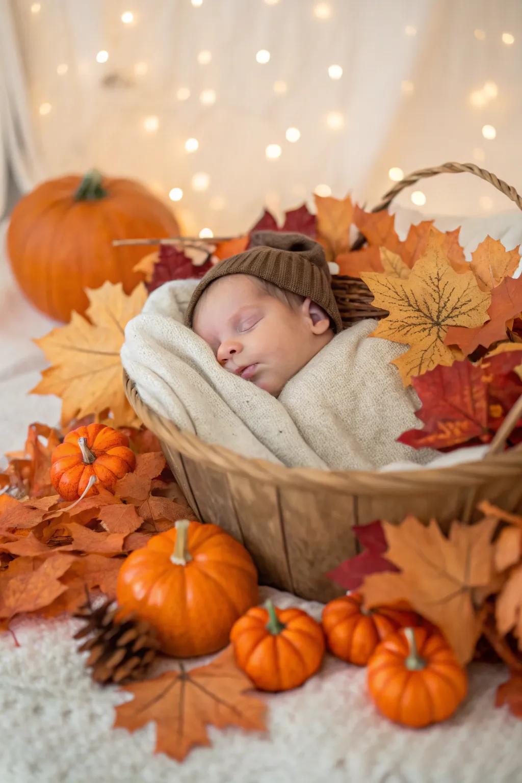 Seasonal themes add a contextual story to your baby's photos.