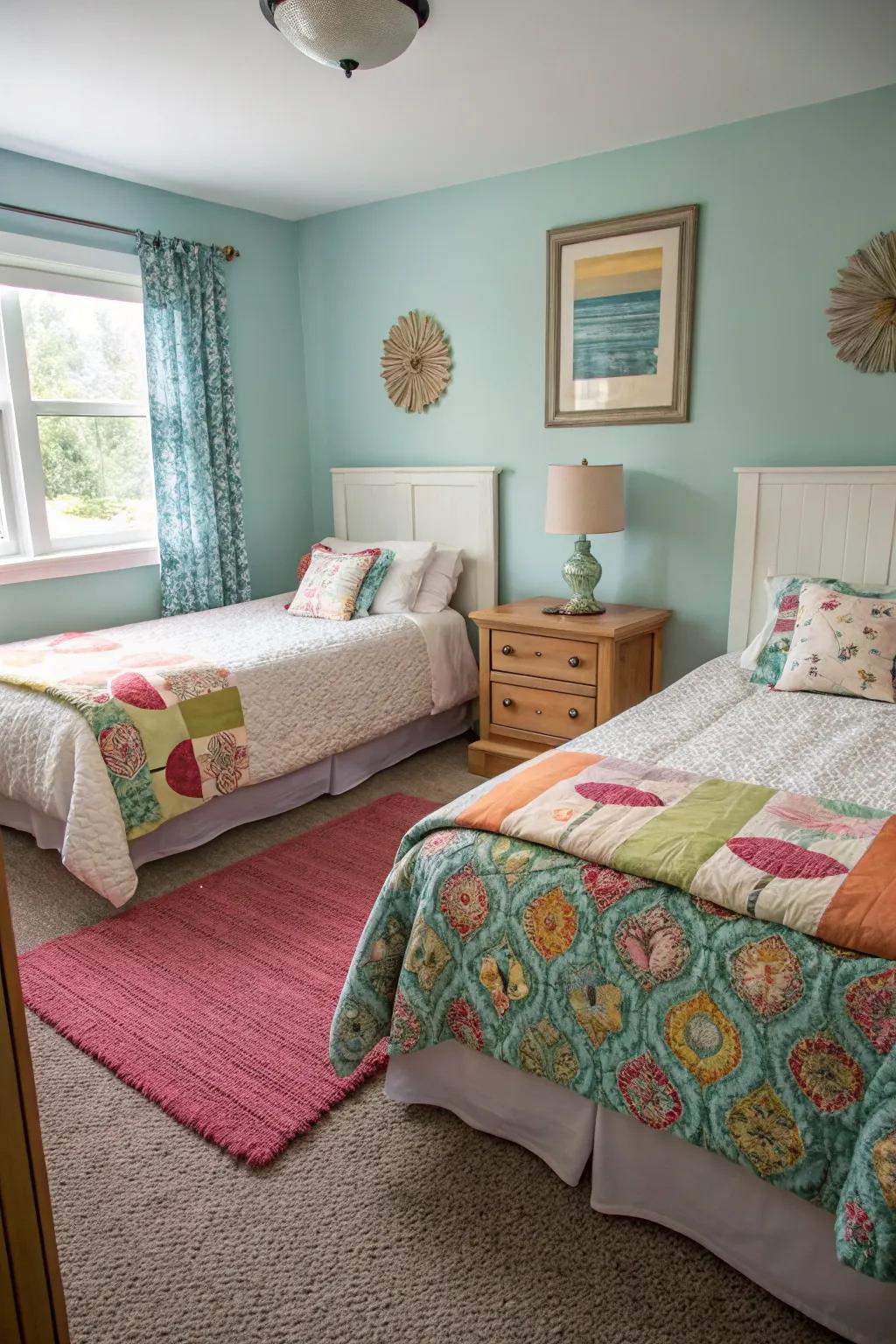 Defining personal space through rug placement.