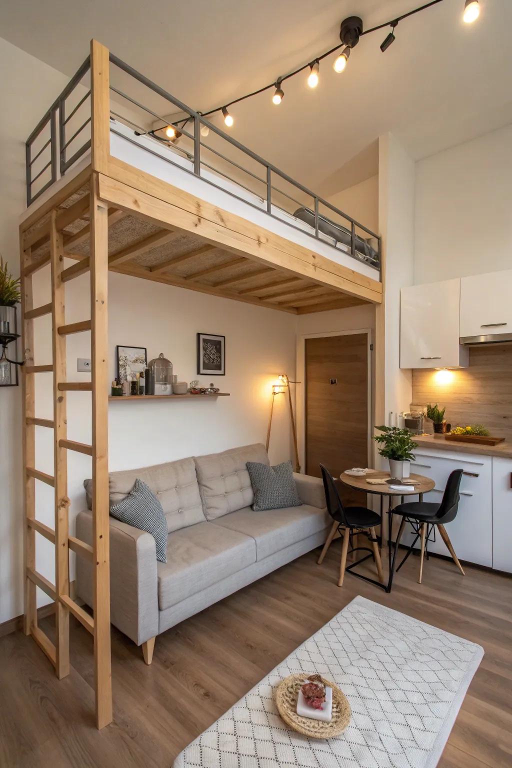 Elevated beds make the most of vertical space, adding function