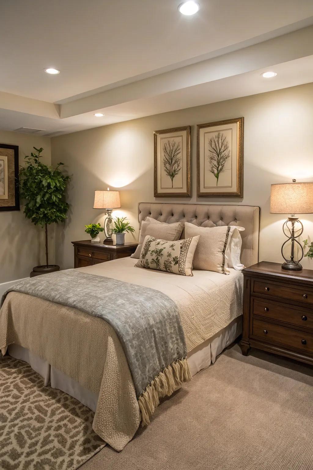 Offer guests a warm and inviting escape in your basement guest suite.