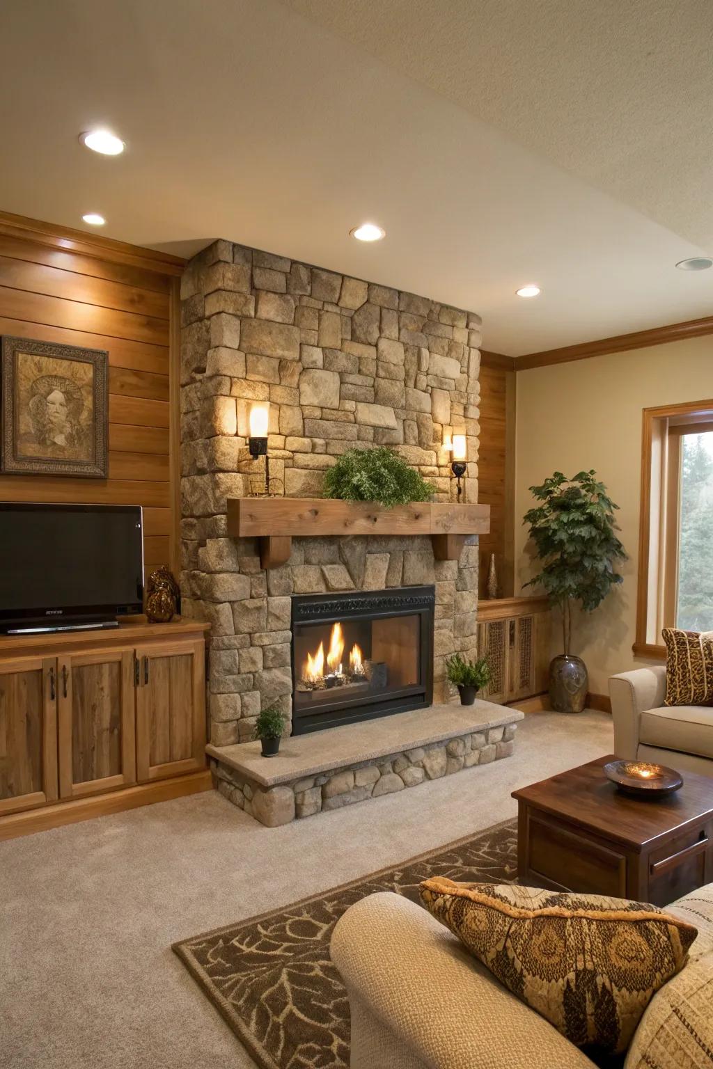 Nature-inspired elements foster a tranquil, earthy ambiance.