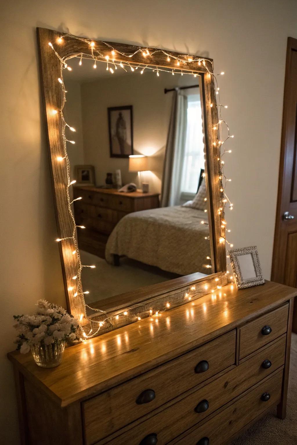 Enhance your reflection with mirror-framing lights.