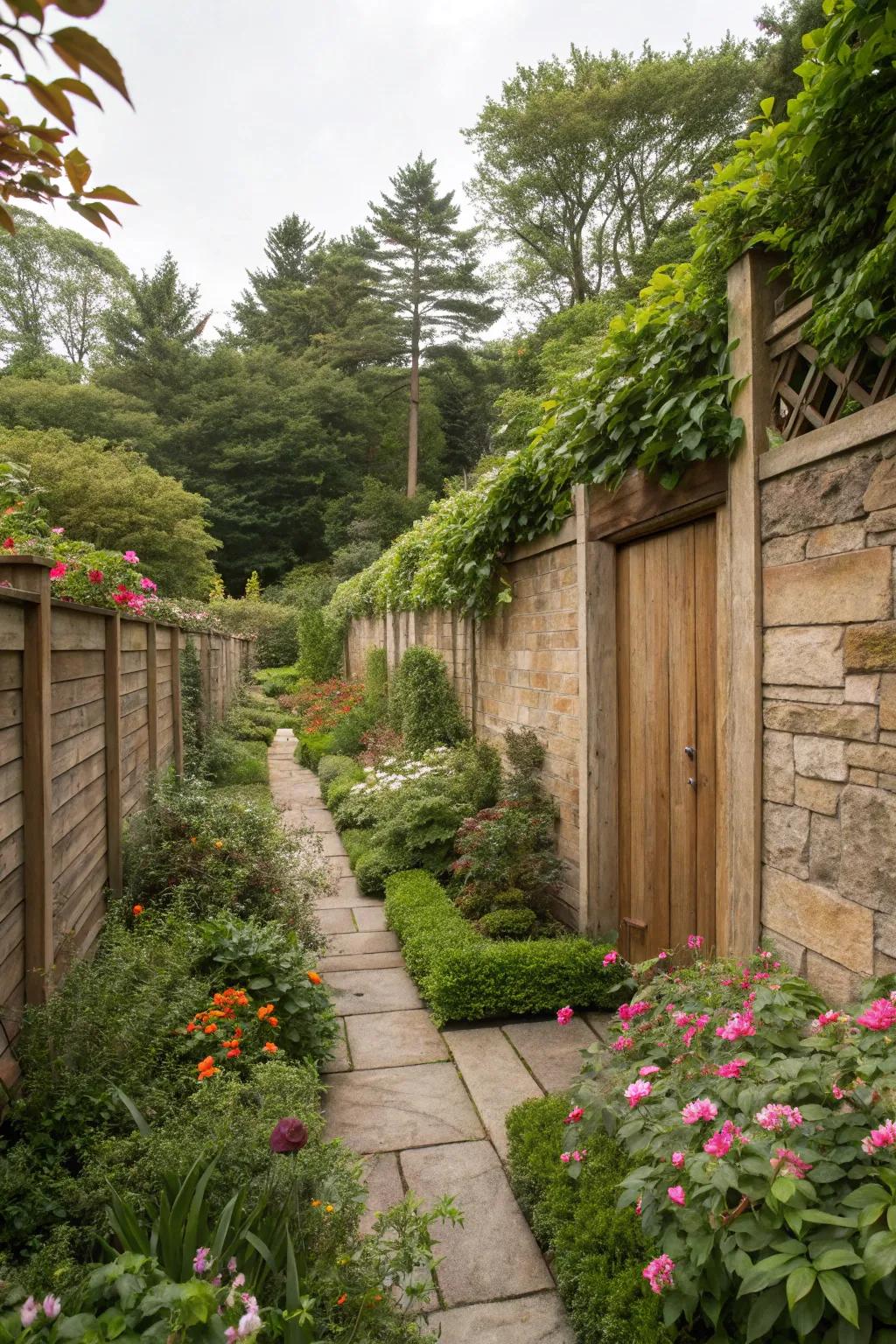 Screening walls improving calmness in the garden.