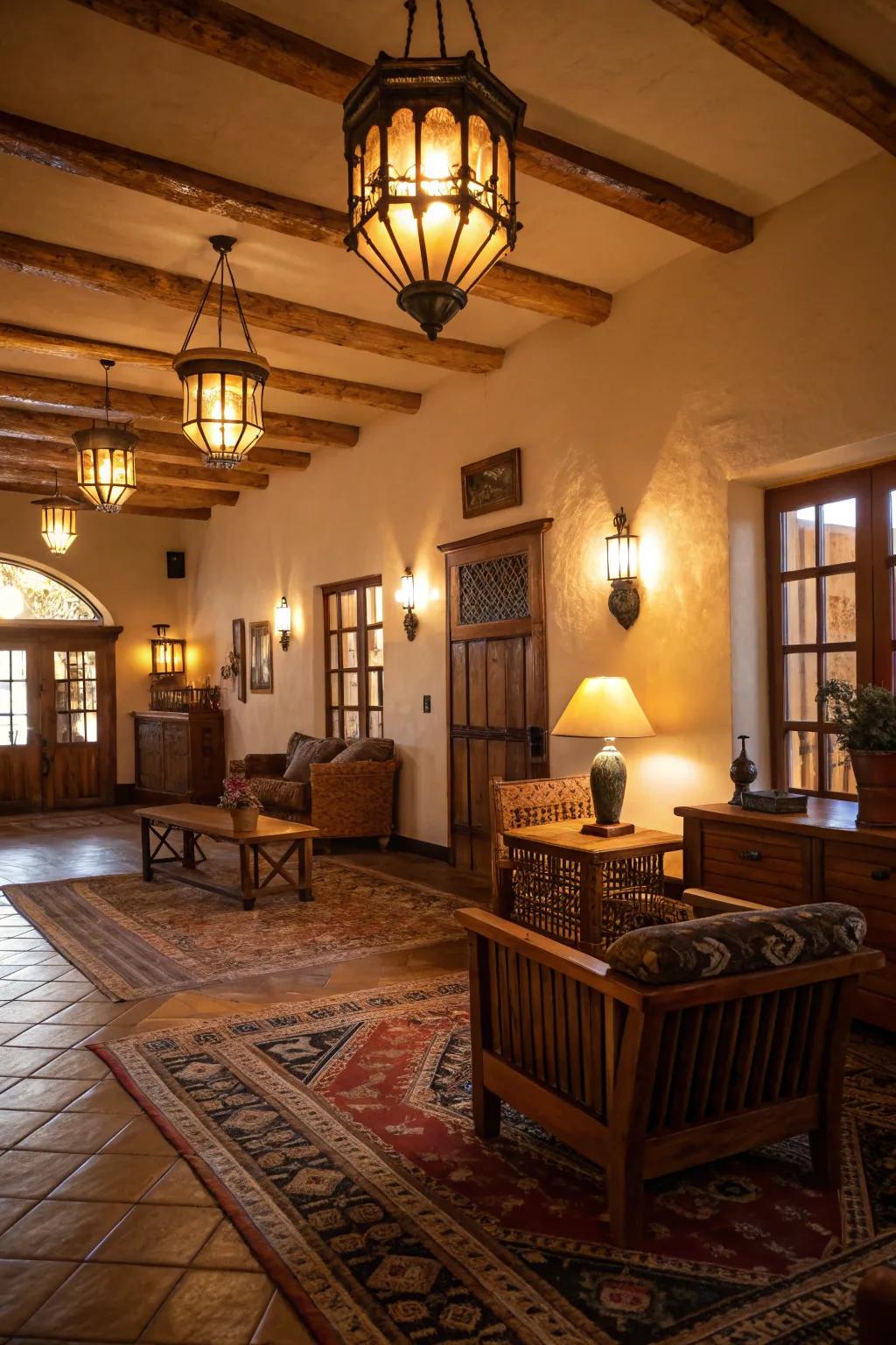 Soothing illumination intensifies the welcoming feel of an Arizona room.