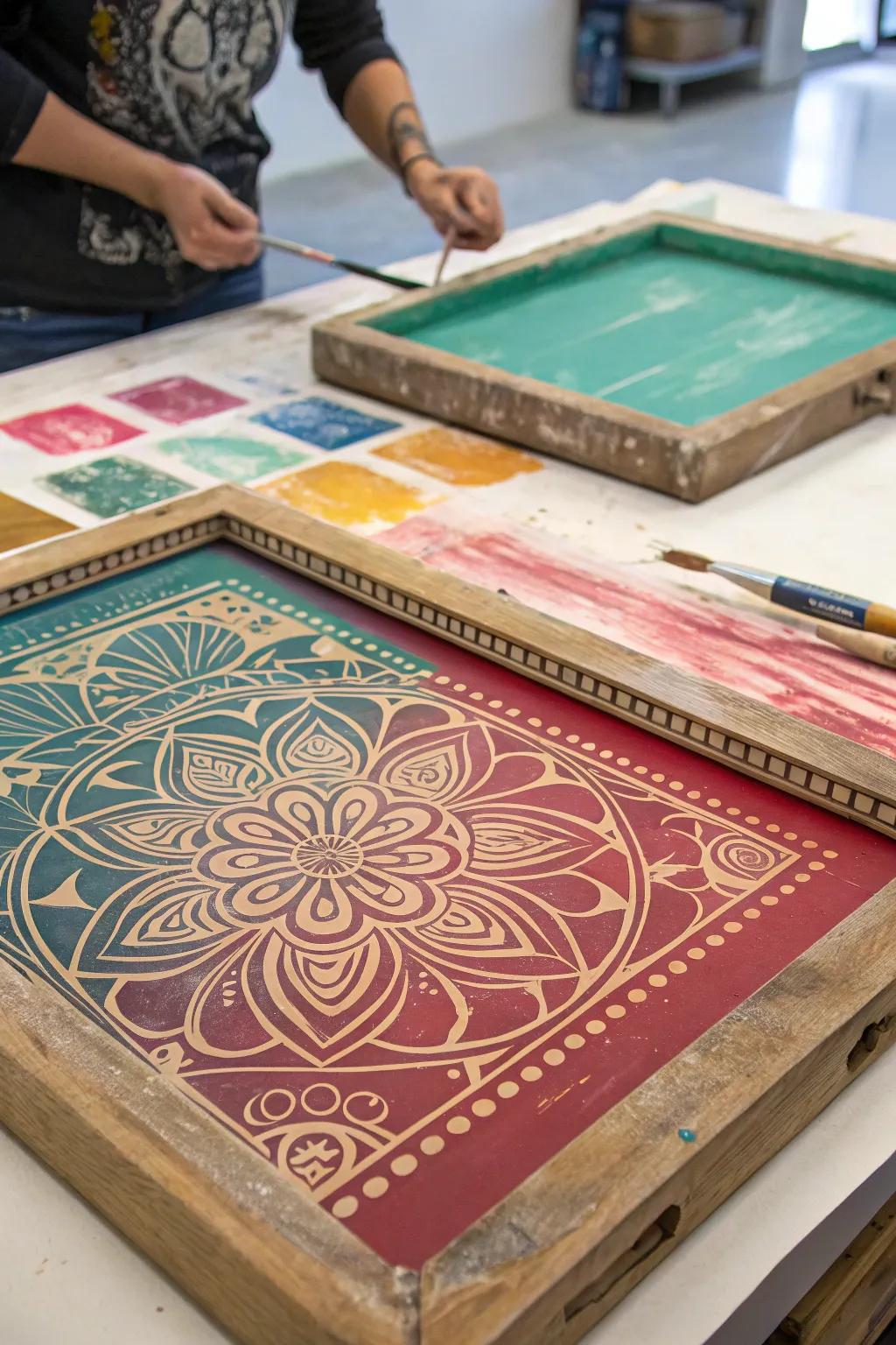Uncover hidden colors with the sgraffito technique, creating depth and intrigue.