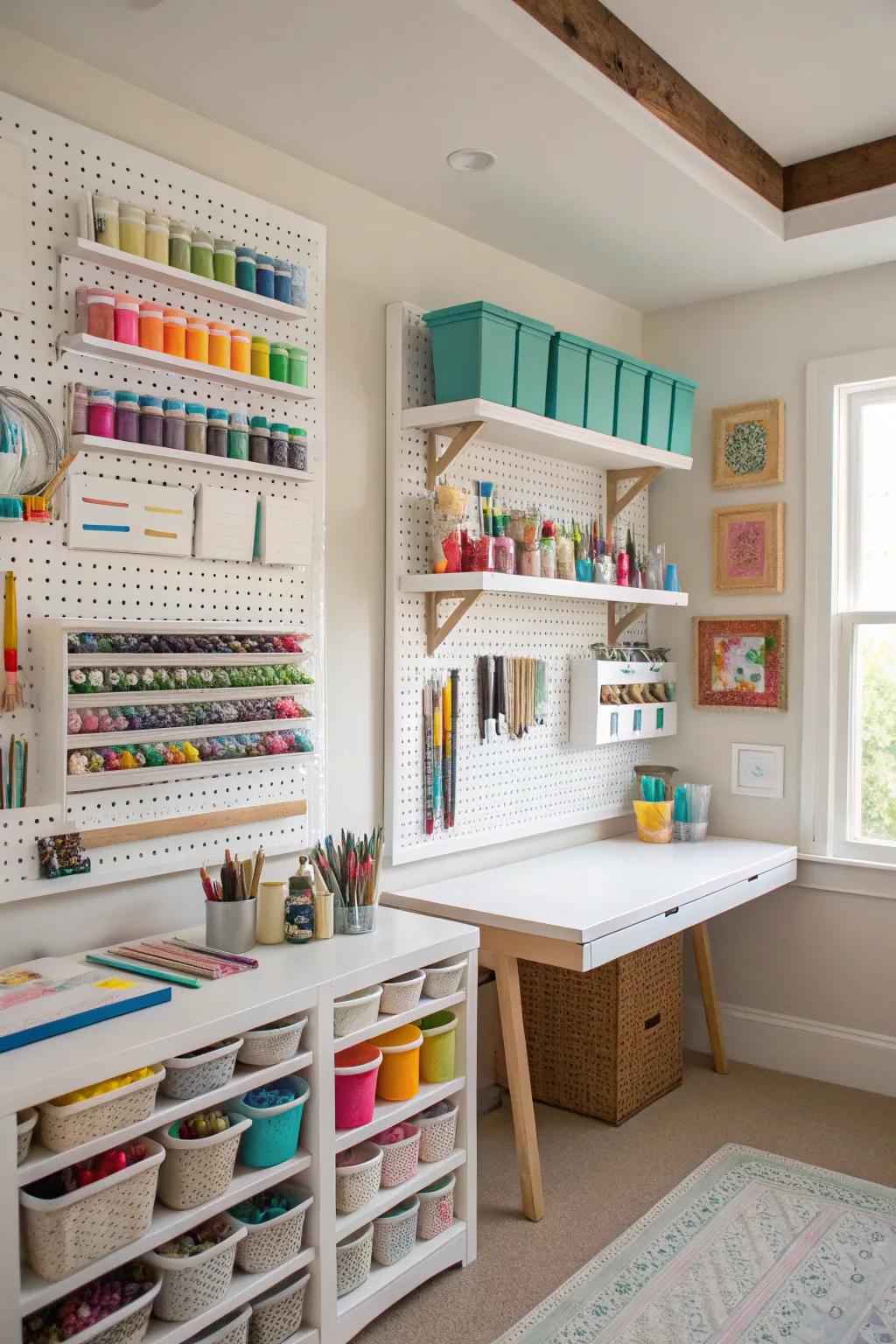 Vertical storage keeps your art room tidy and efficient.