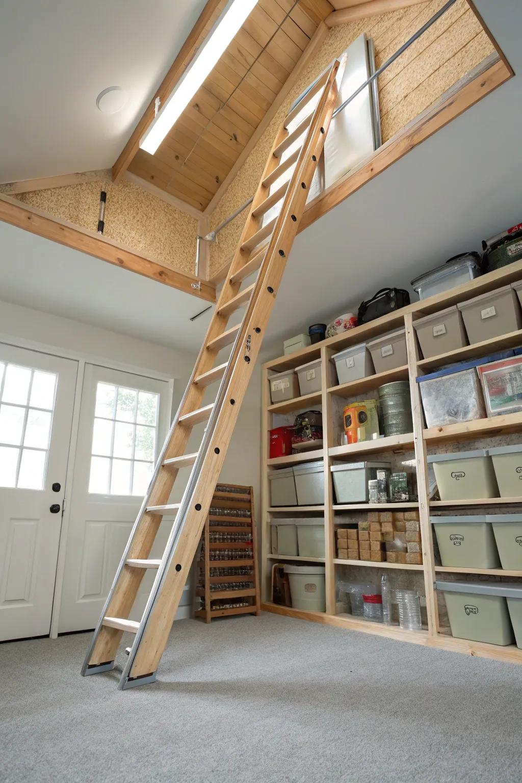A ladder that pulls down means you can get into your attic safely and easily.