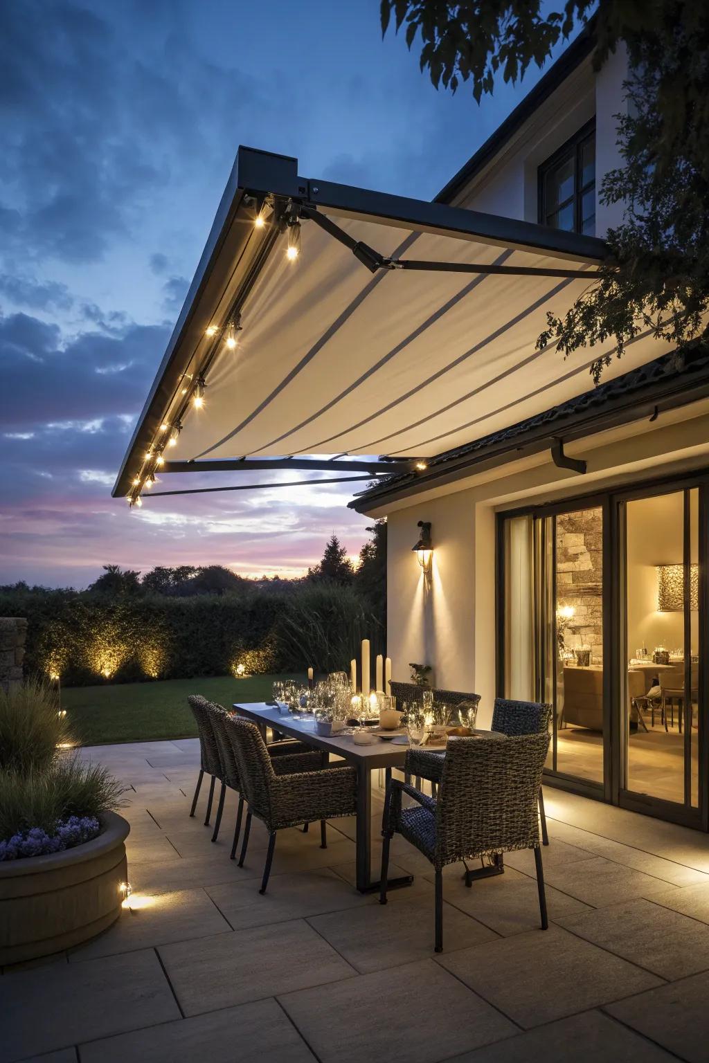 Set the ambiance using a covering equipped with built-in illumination.