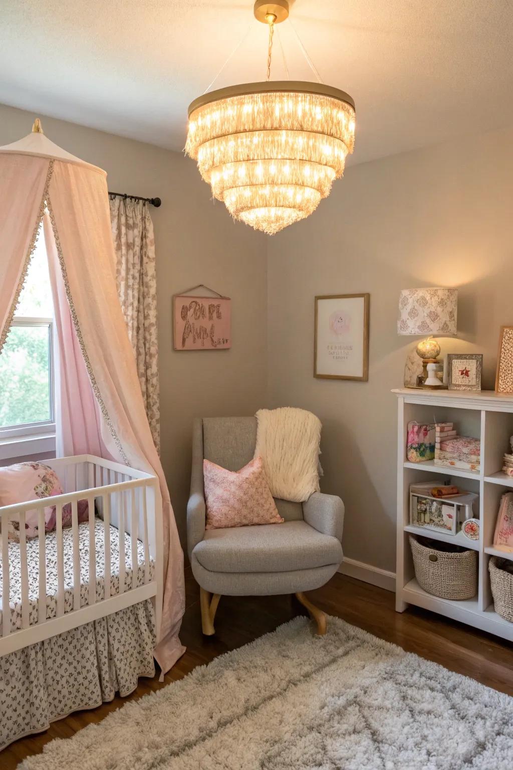 Adjustable lighting can set the mood and improve the usability of the baby corner.