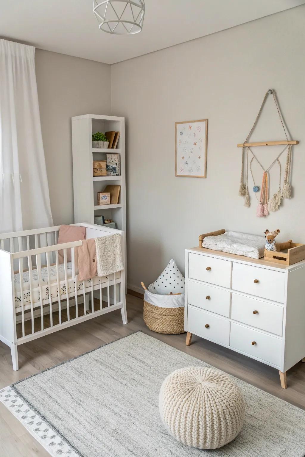 A simple aesthetic produces a tranquil and clutter-free area.
