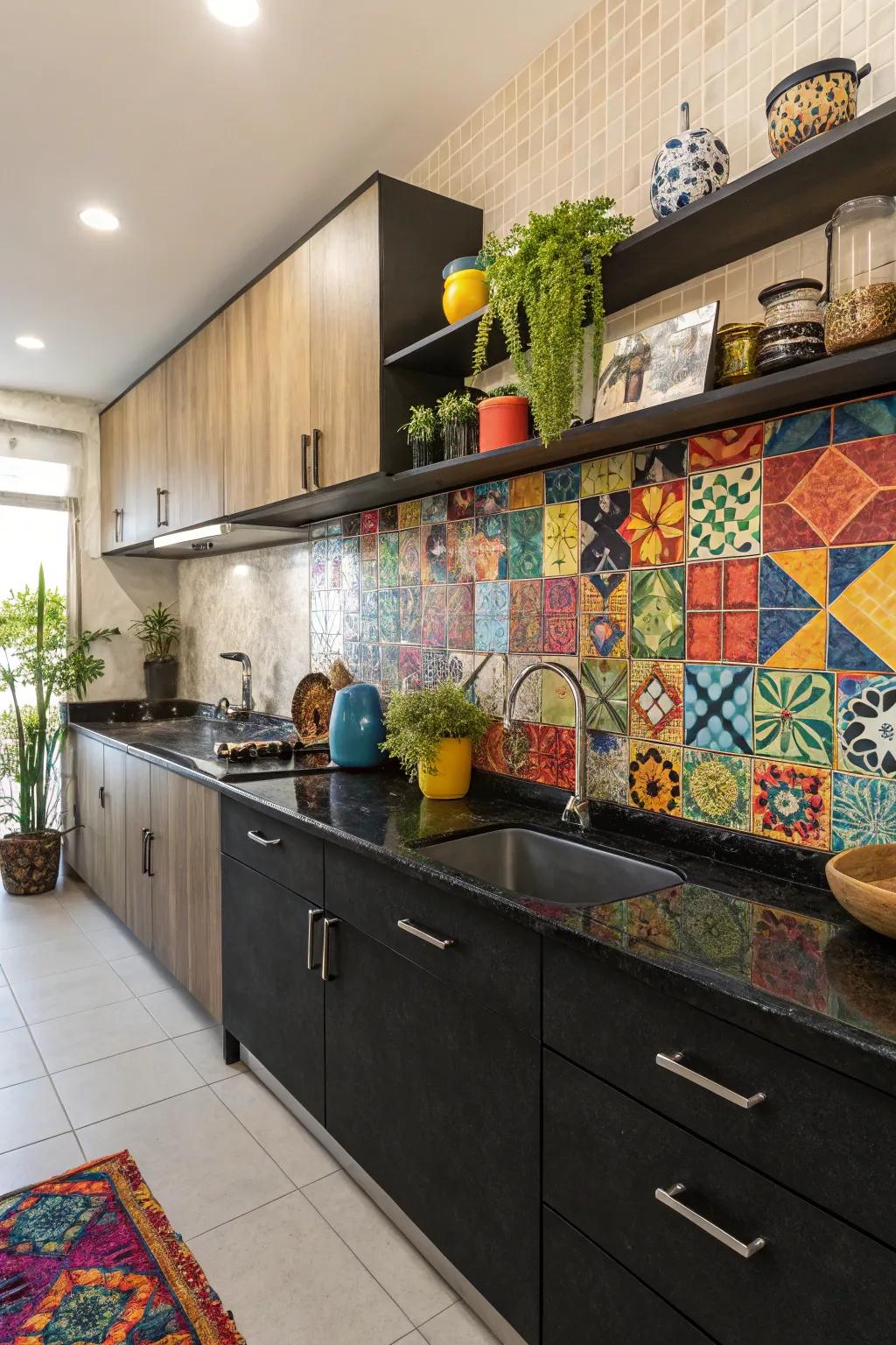 Detailed boards add a creative and vibrant flair to cooking spaces.