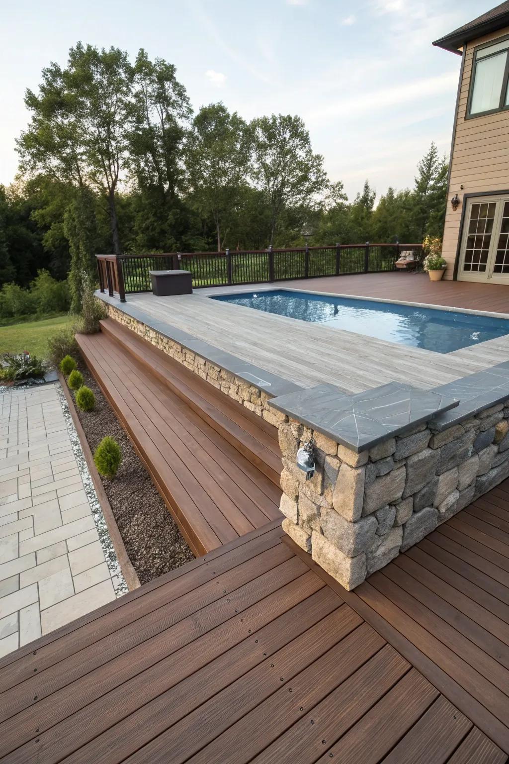 Mixing materials brings texture and intrigue to your deck.