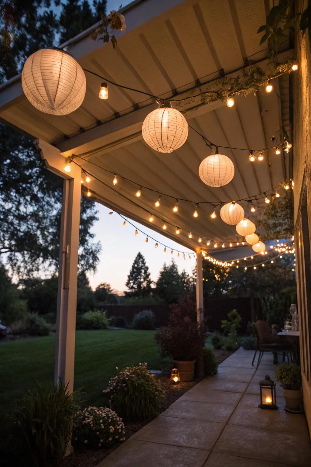 Design enchanting evenings with fairy lights and lanterns.
