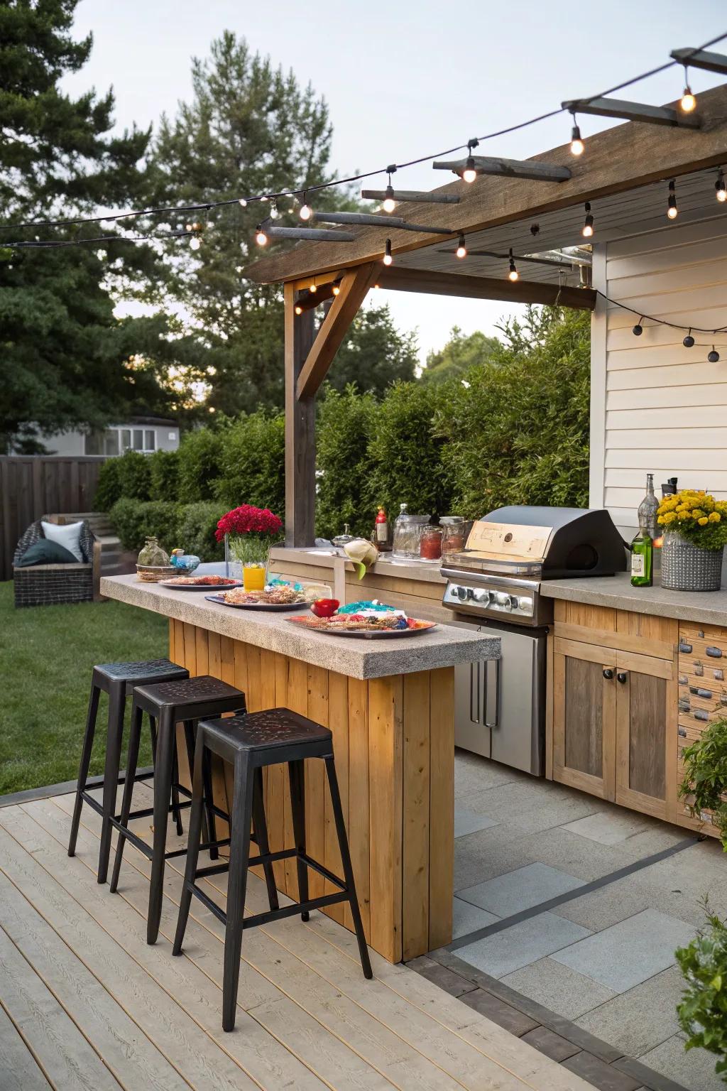 A bar area brings a touch of luxury.