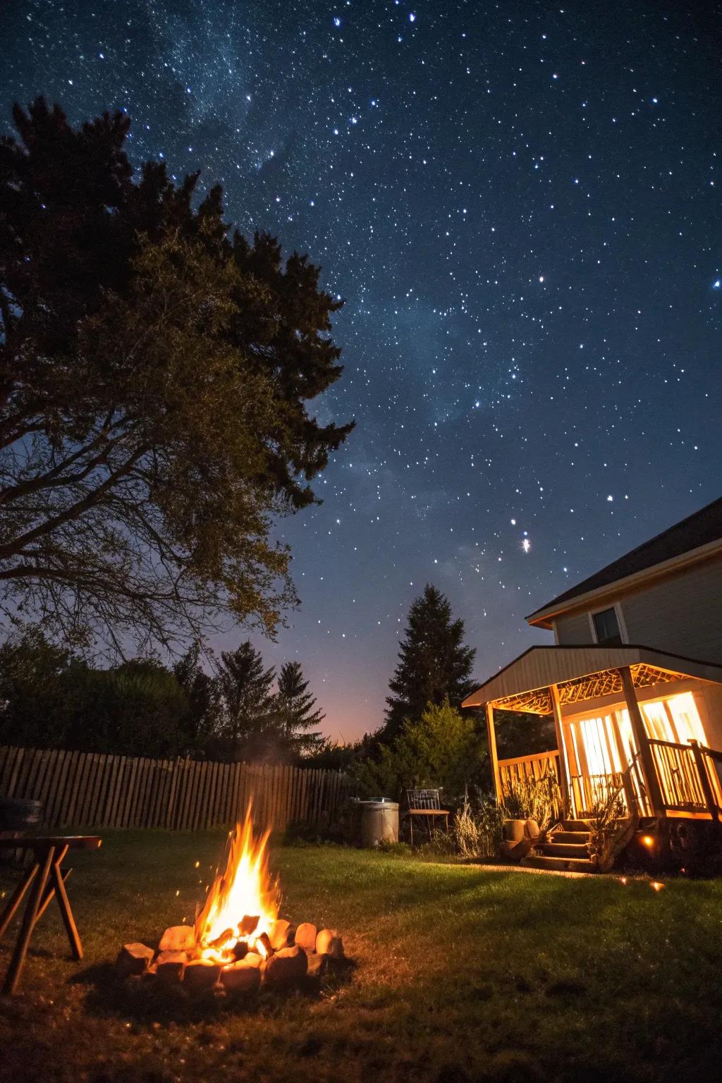 Stargazing imparts a hint of wonder to your bonfire celebration.