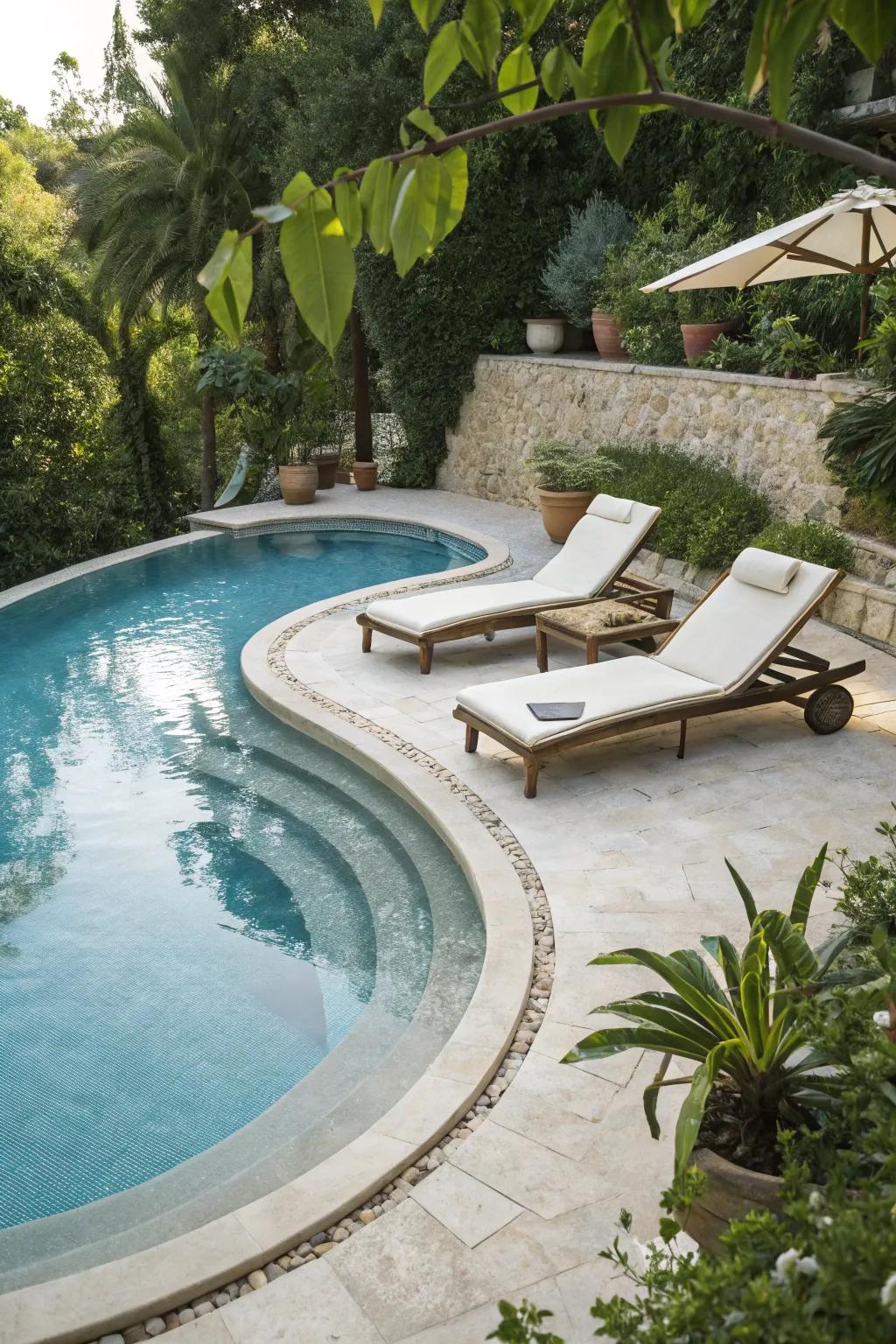 A sunbathing deck offers a refreshing spot to absorb the sun.