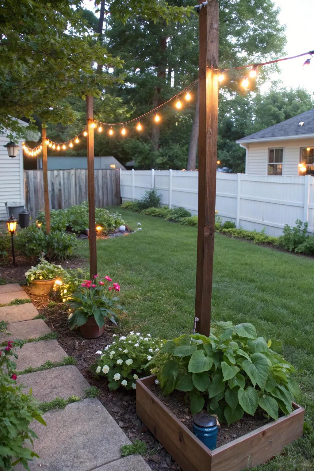 Planter pole lights pair plant life and practicality perfectly.