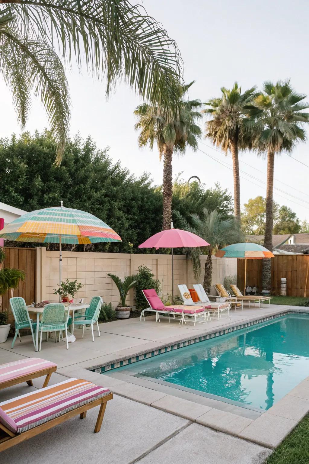 Hue harmony enhances the natural allure of this poolside oasis.