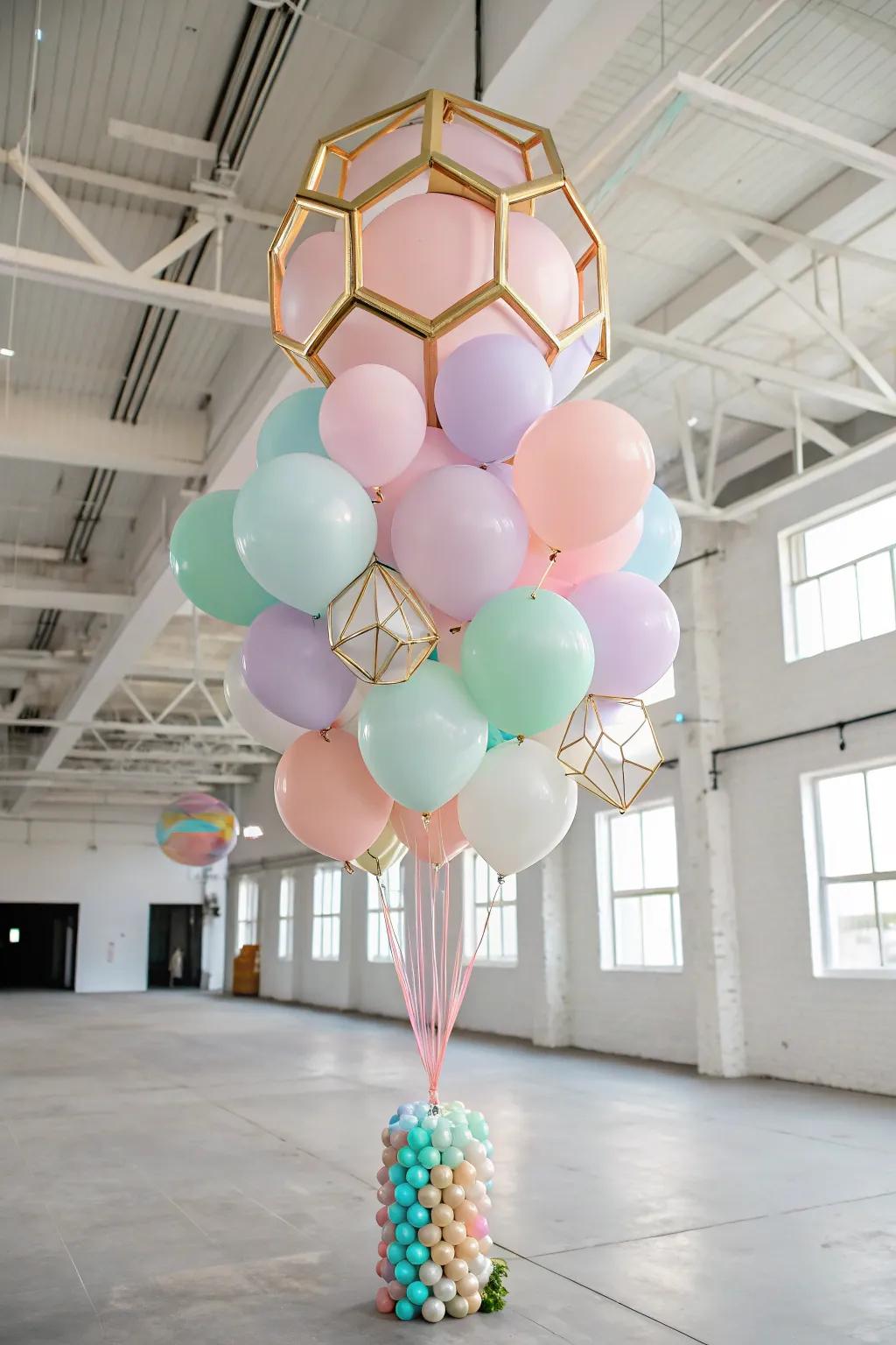A geometric balloon arrangement that introduces a modern touch to every decor.