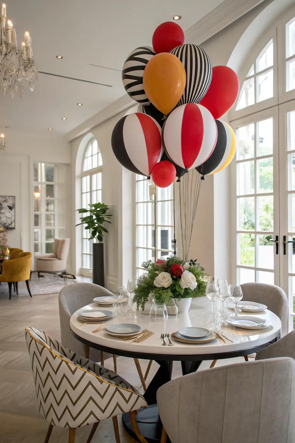 Geometric balloons bring a modern twist to decor.