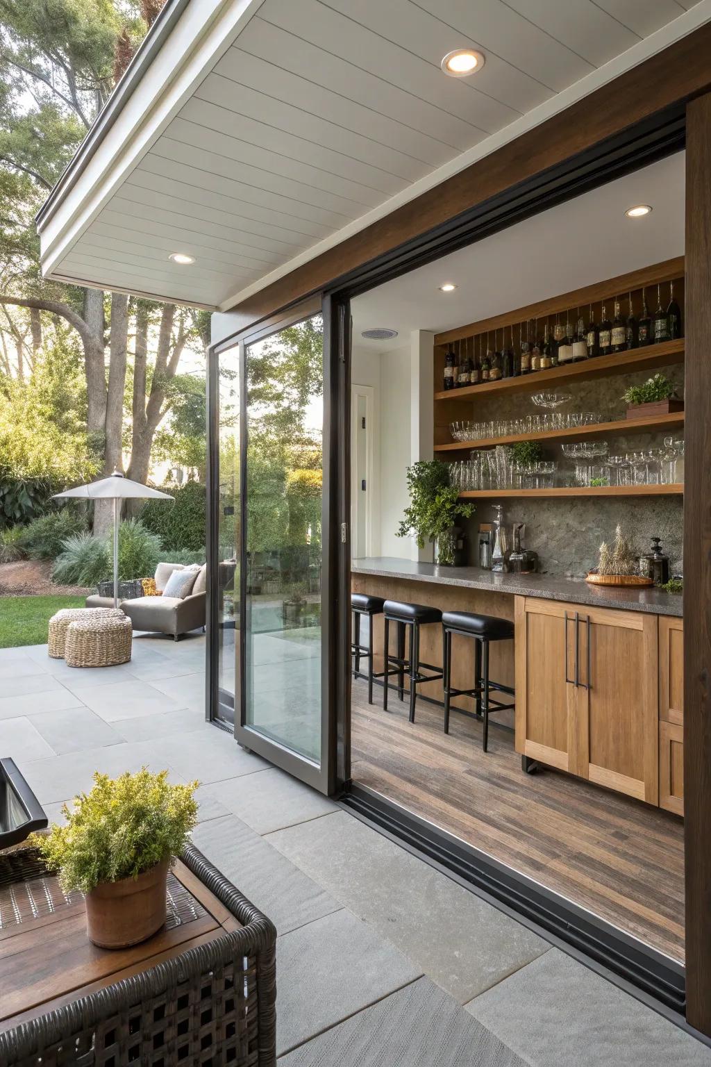 Seamless indoor-outdoor spaces improve the bar experience.