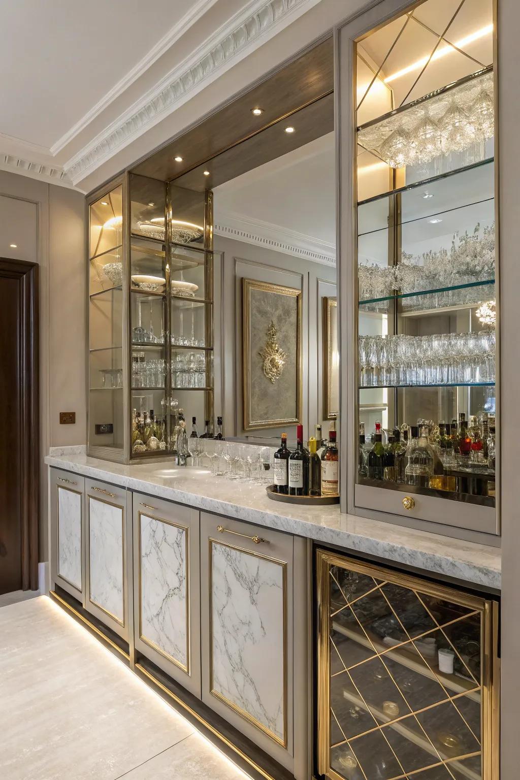 Luxury finishes elevate the style of your home bar.