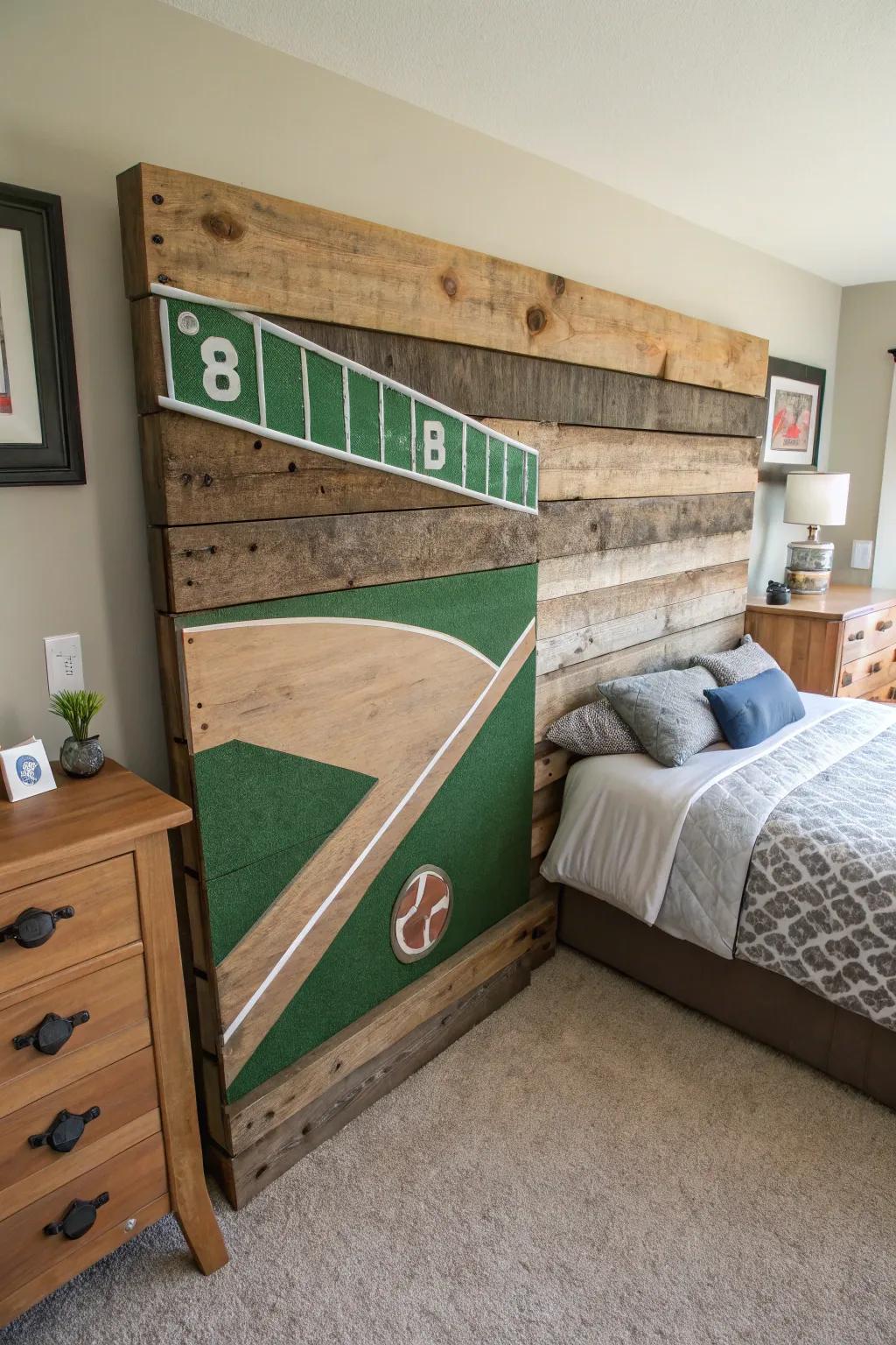 Incorporate a personal touch with a DIY baseball headboard.