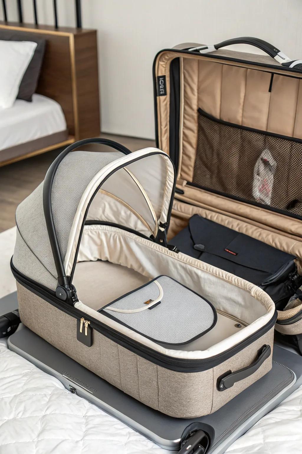 Travel with ease using a portable bassinet.