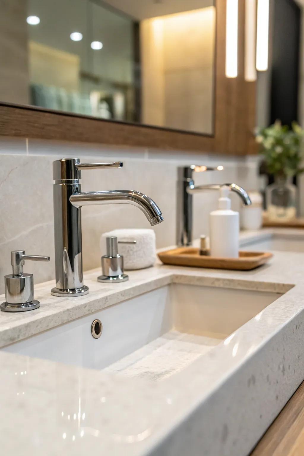 Upgrade your bathroom with chic, modern hardware.