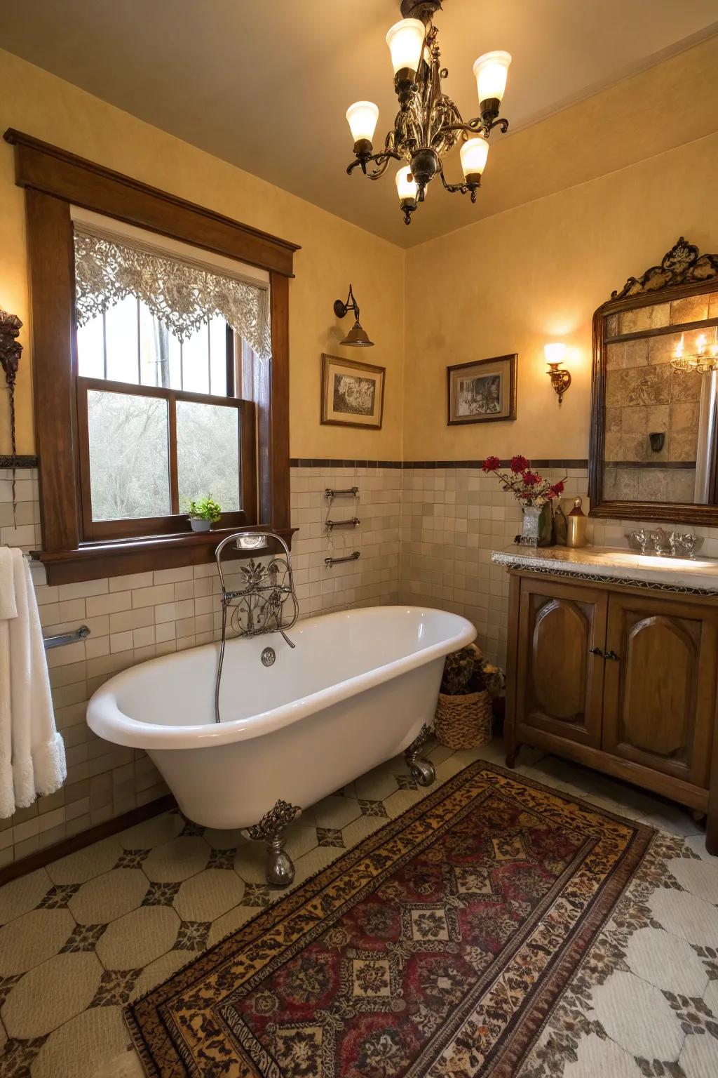 A vintage-style bathroom design charming with its timeless appeal.