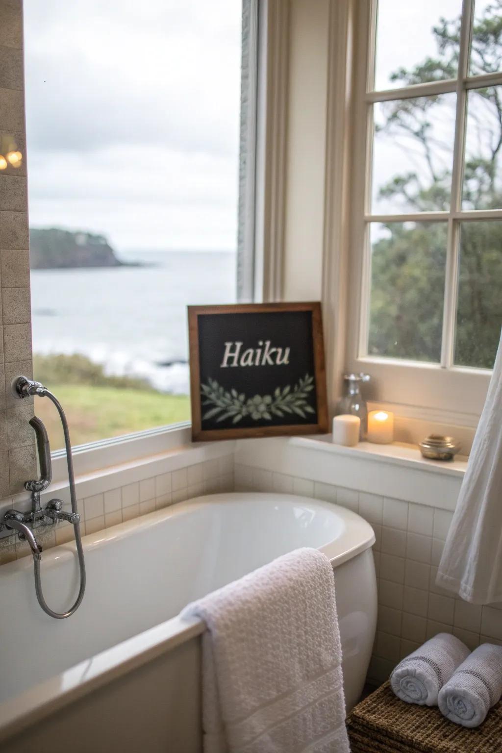 Bring art to your space with poetic bathroom signs.