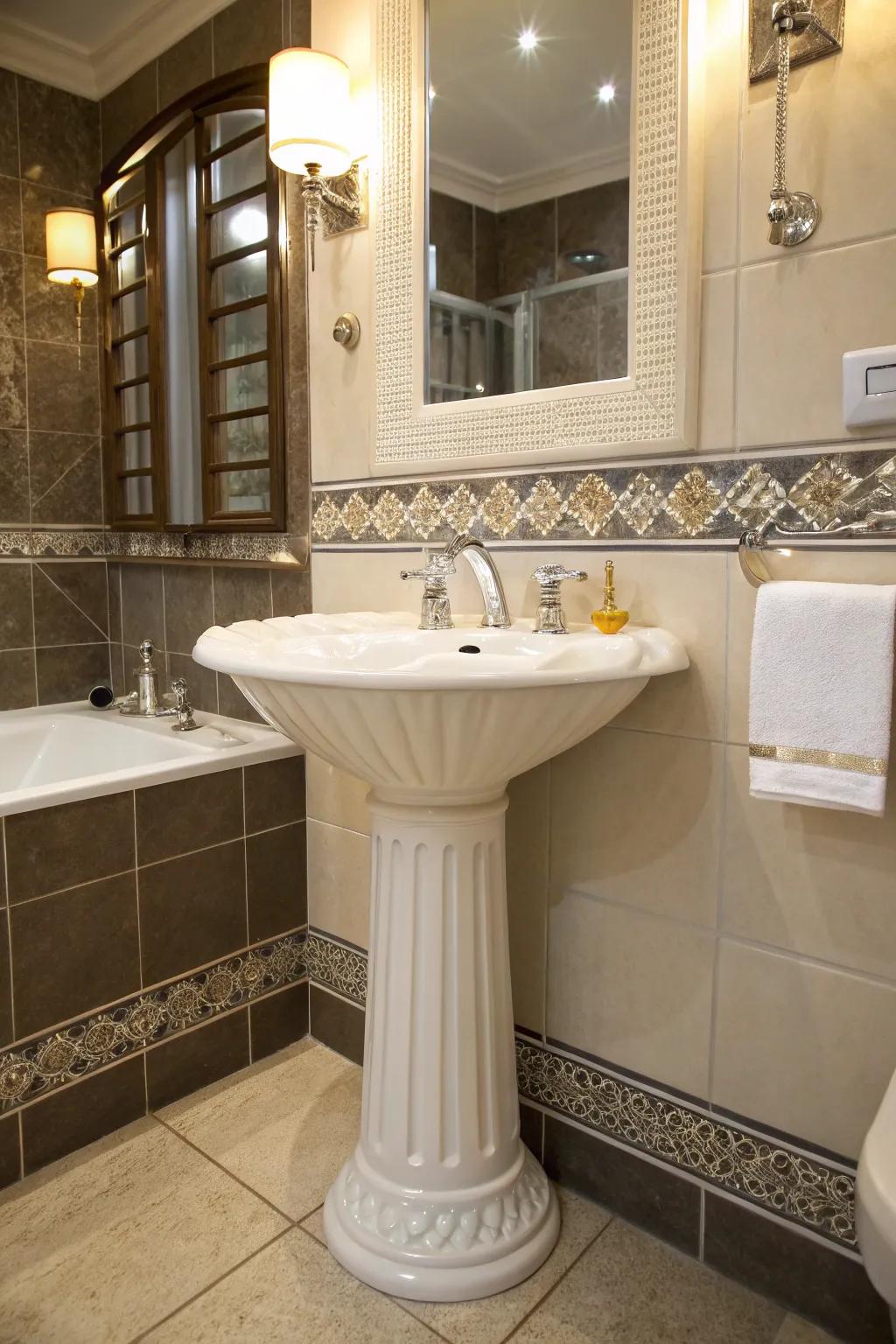 Make a proclamation with an inventive pedestal sink.