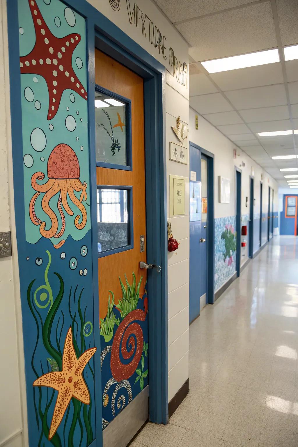 Marine life safari on the door with a large variety of sea animals.