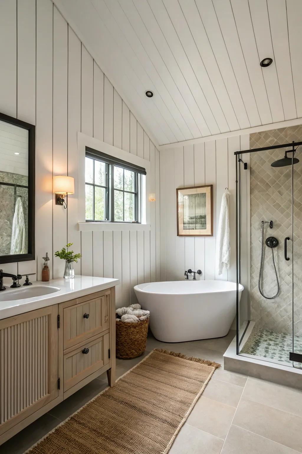 Broad plank groove panels offer a modern, clean look.