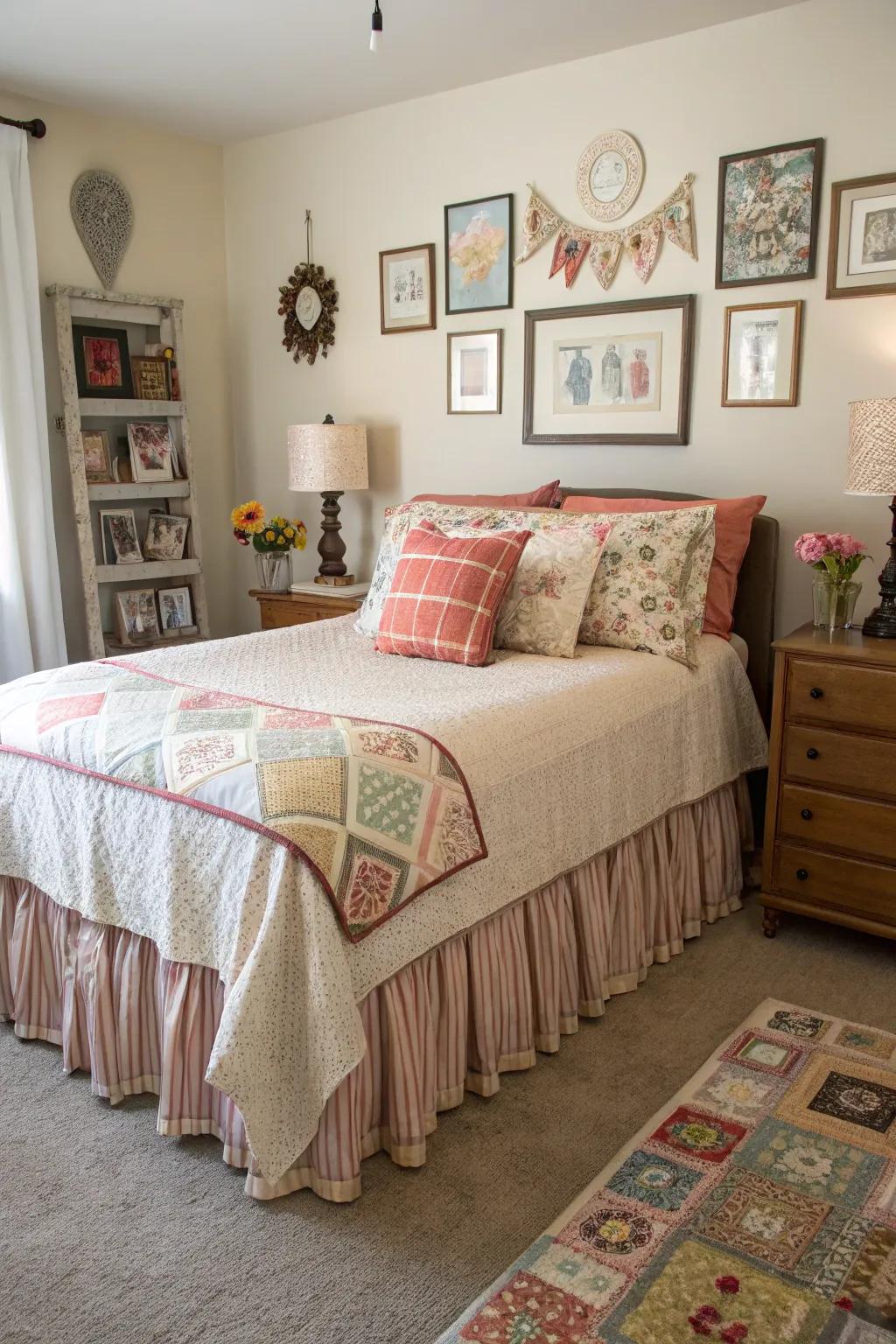 Mixing materials can create a unique and balanced bedroom visual.