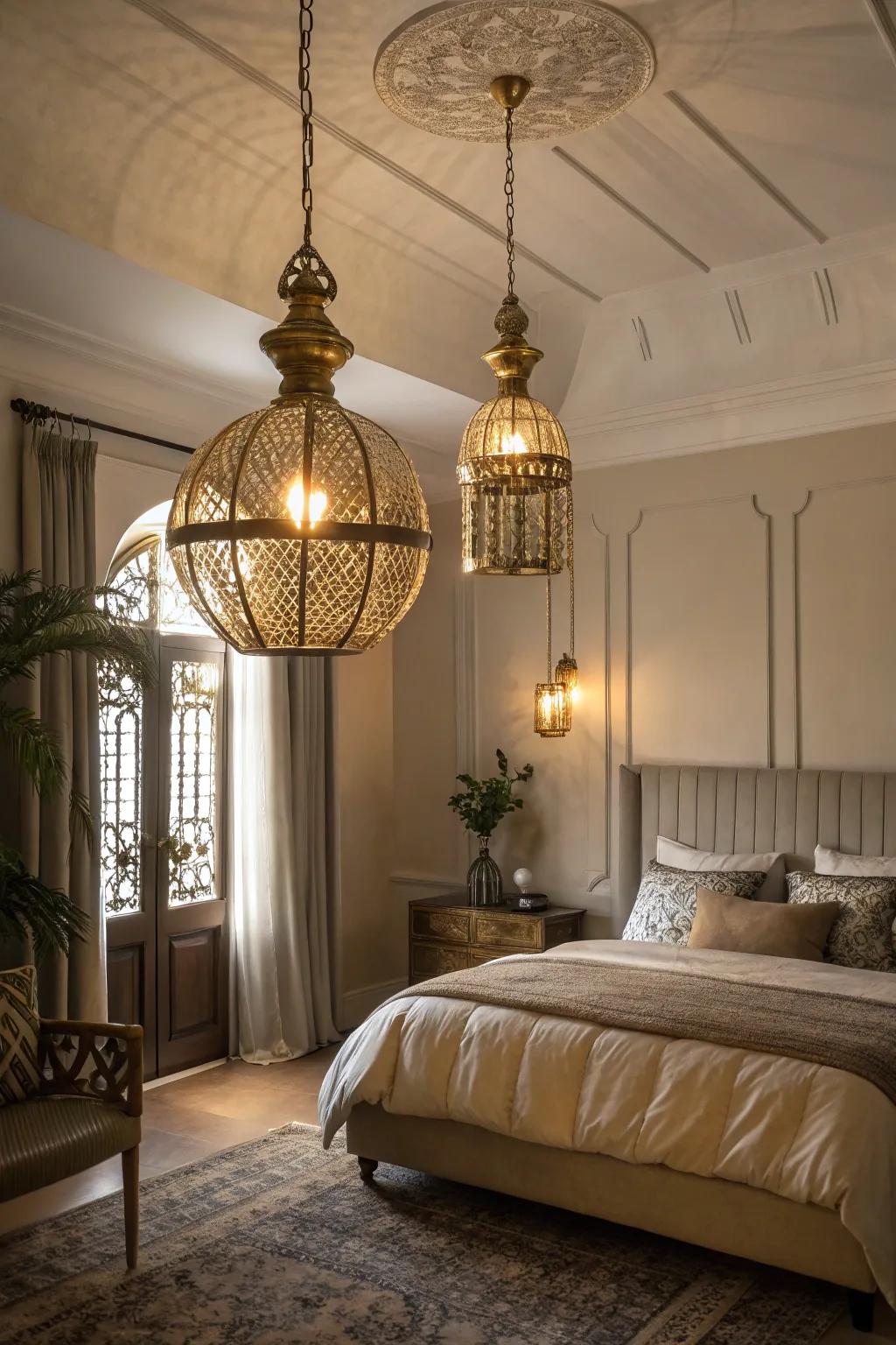 Warm metal finishes conjure an inviting and elegant luminescence.