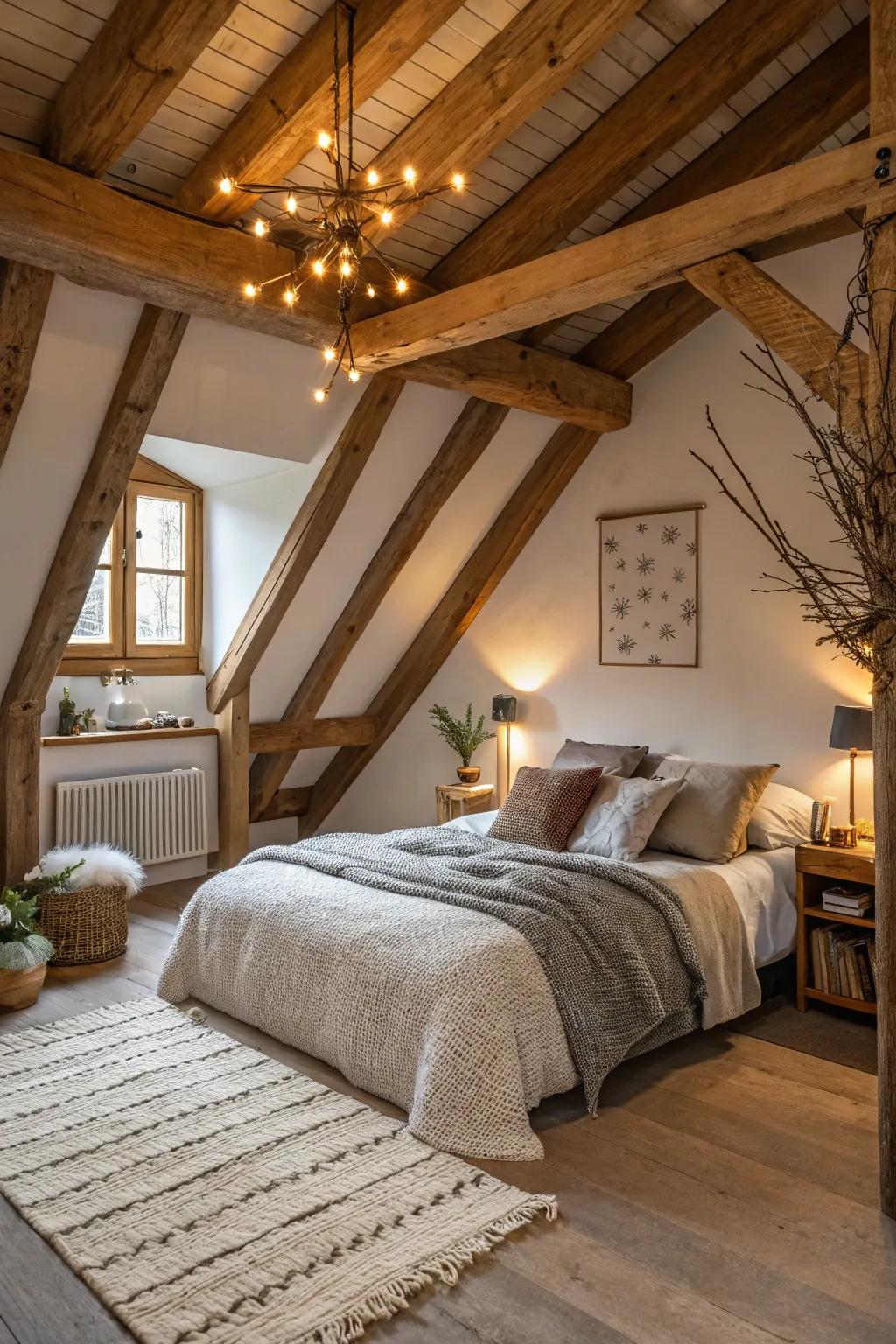 Wood details offer a cozy, rustic touch to your loft.