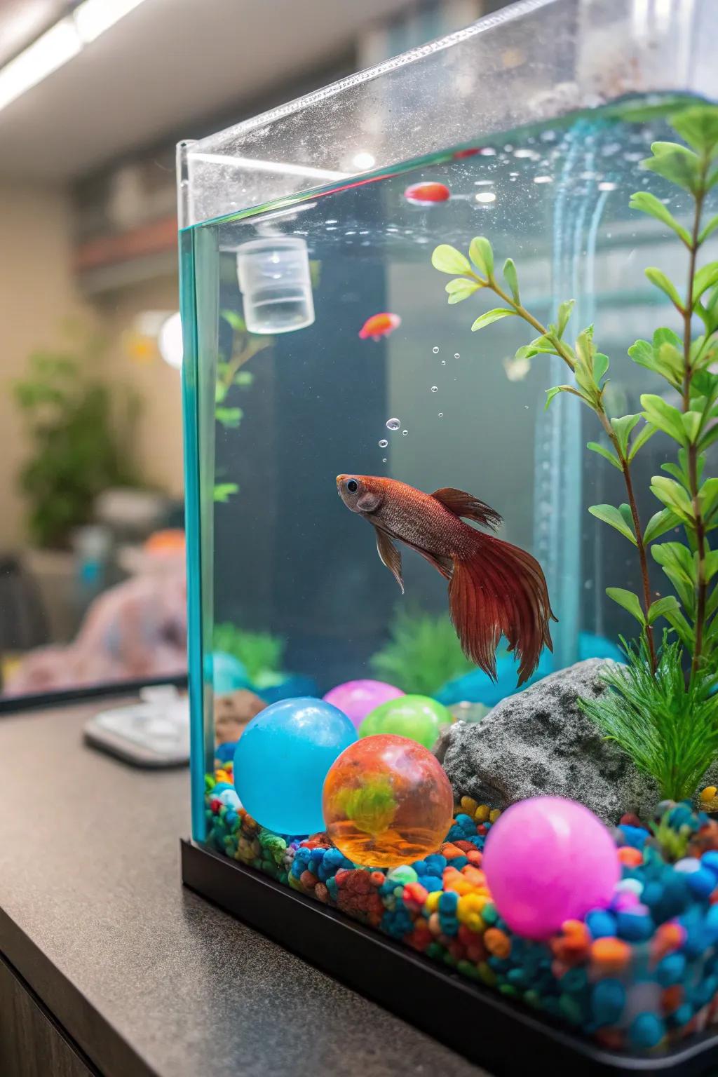 Engaging toys keep your betta interested and curious.