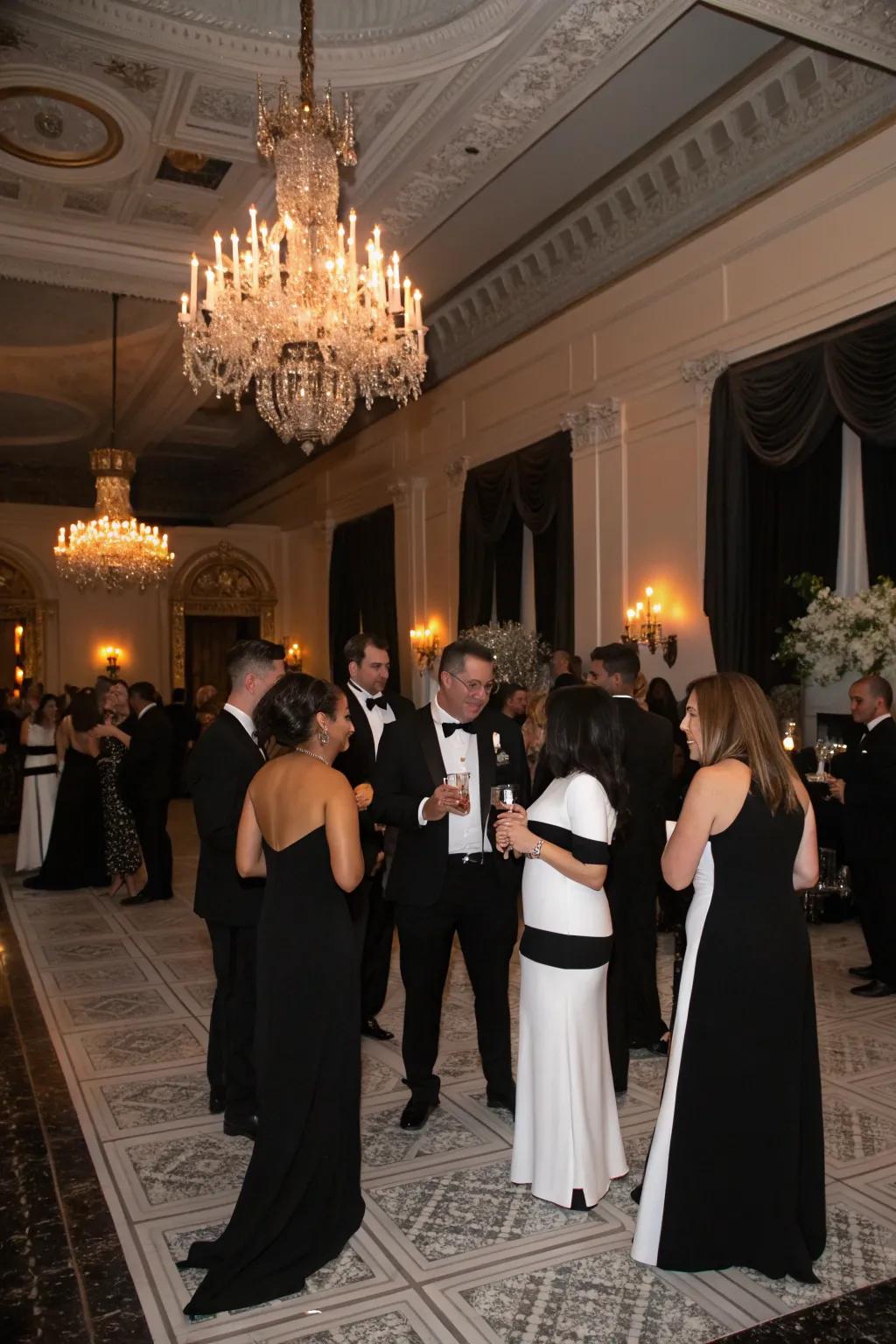 Guests dressed in theme create a fashionable and unified appearance.
