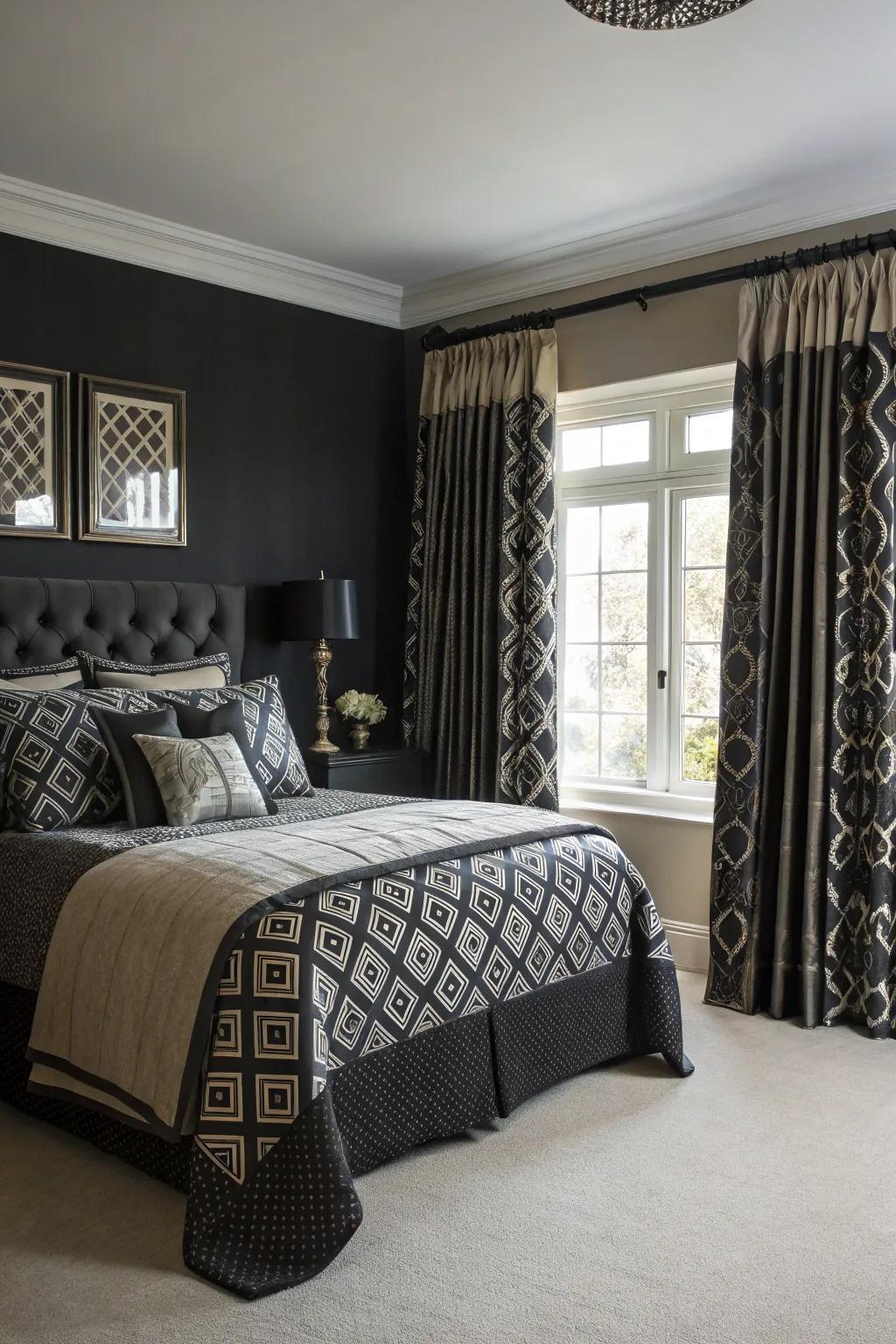 Mixing patterns can enrich a neutral color palette.