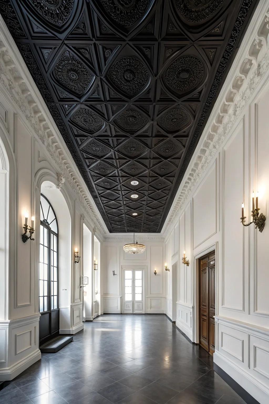 A shadowy overhead adding drama to a room.