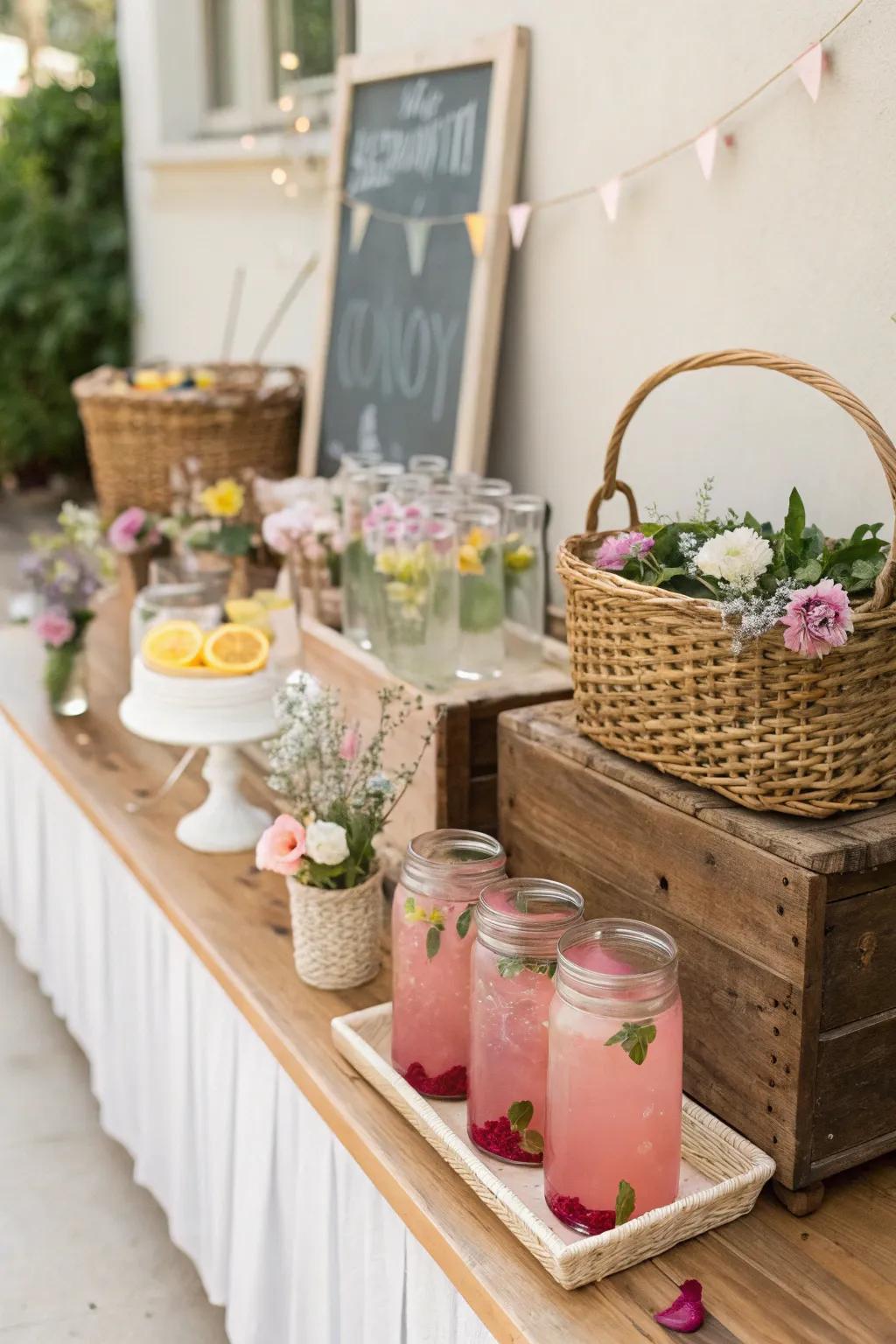 A themed drink station is both refreshing and stylish.