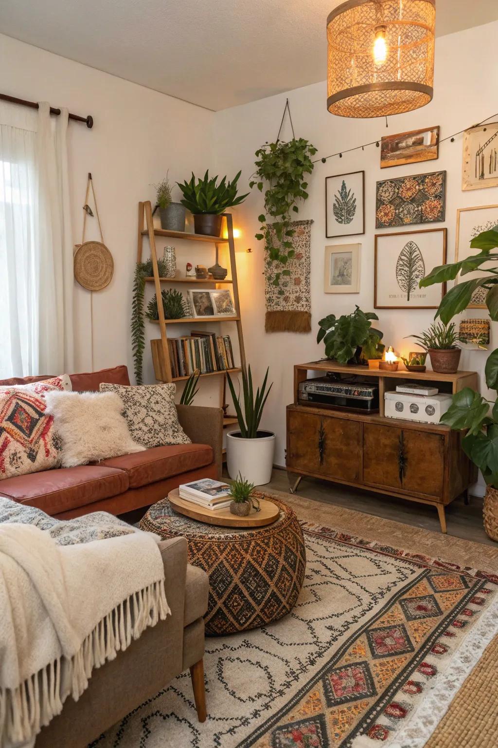 Antique meets modern in a bohemian setting.