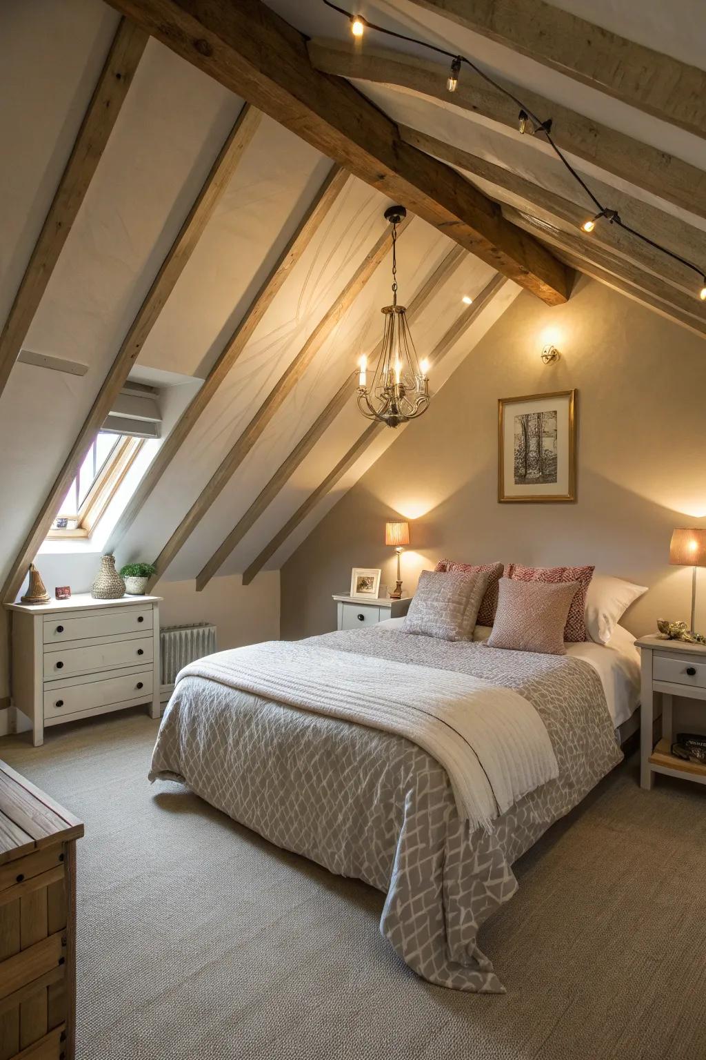 Convert an attic into a one-of-a-kind, cozy bedroom.