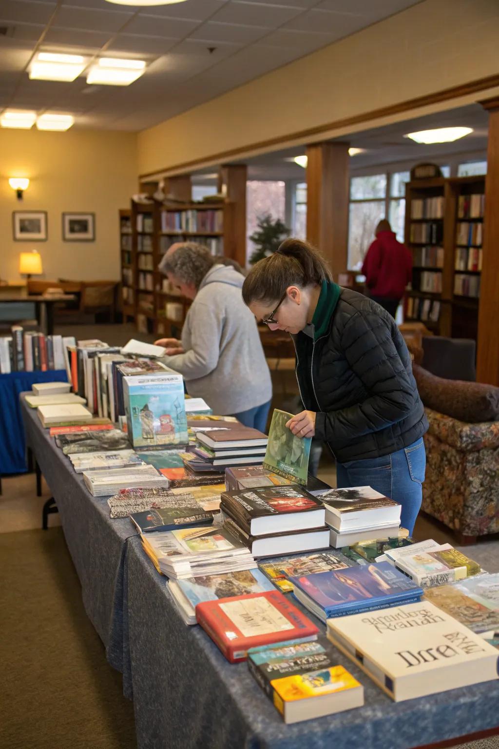 A book swap station where guests can exchange books.