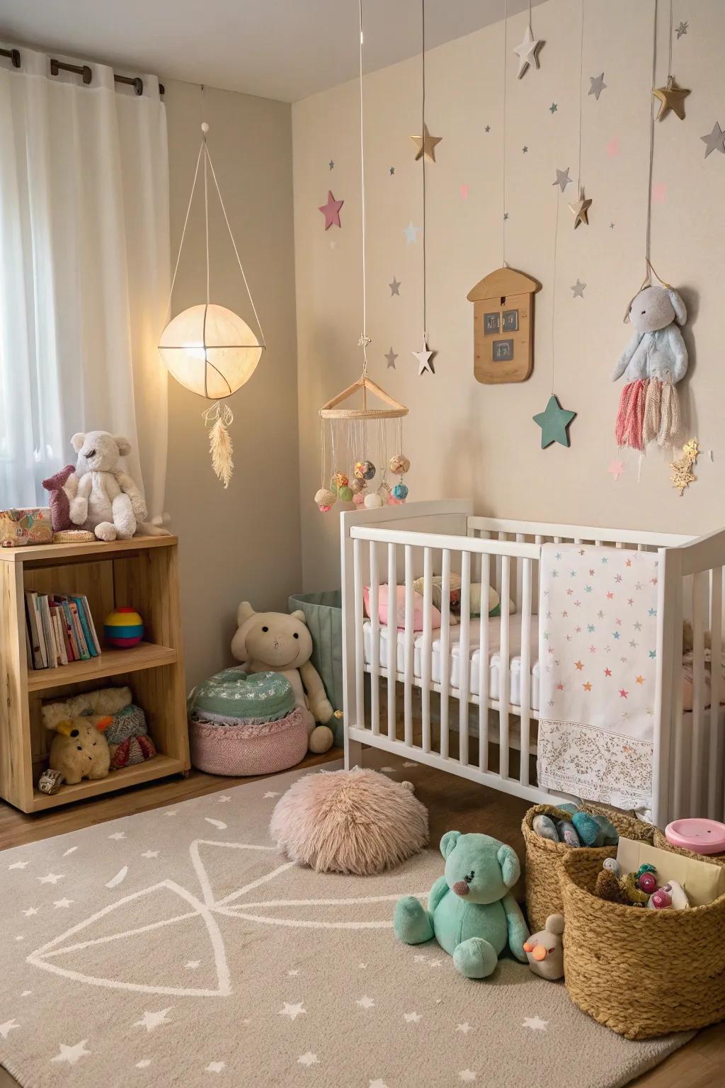 Themed embellishments animate the nursery's theme.
