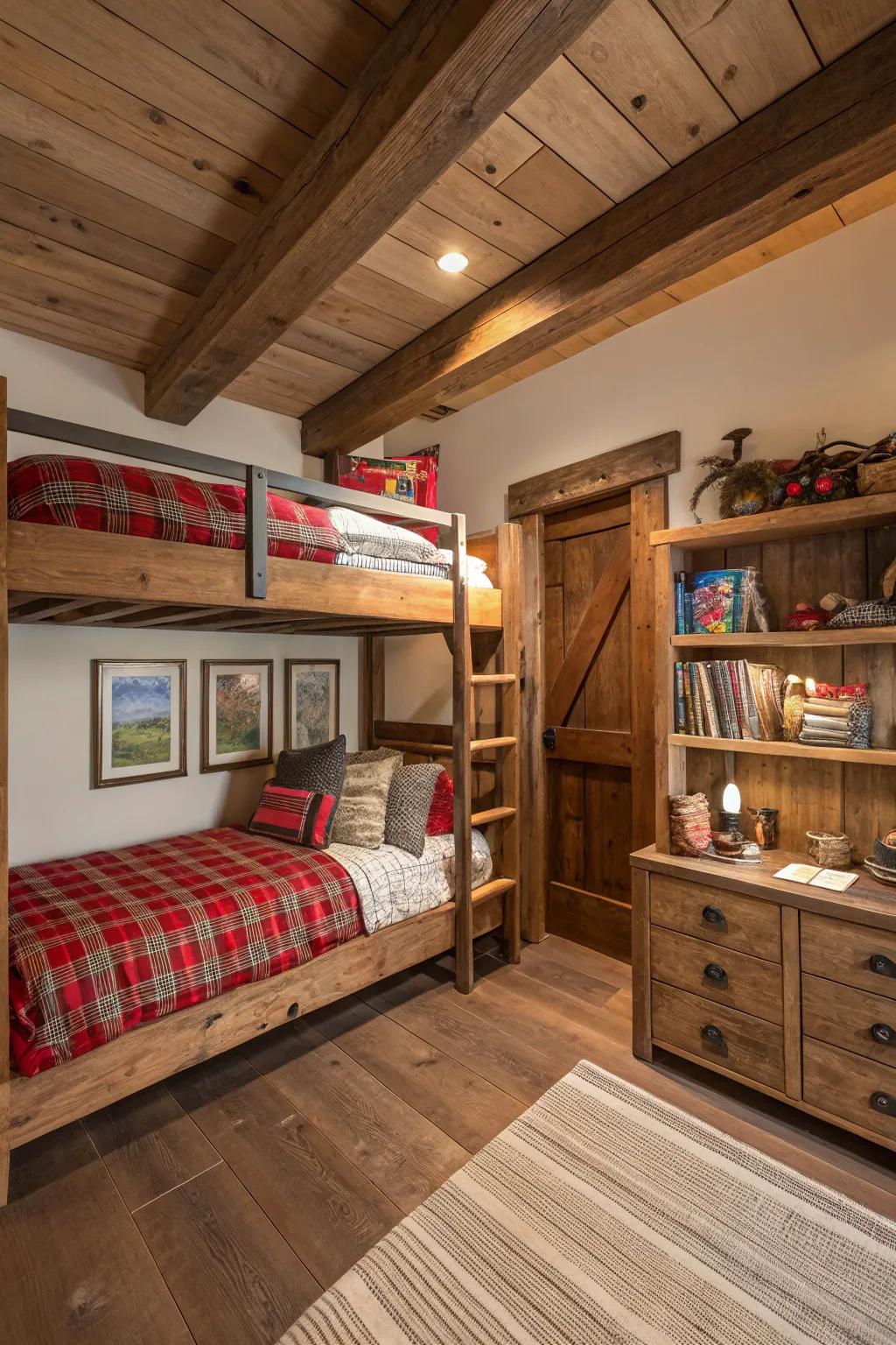 Rustic style offers warmth and charm.